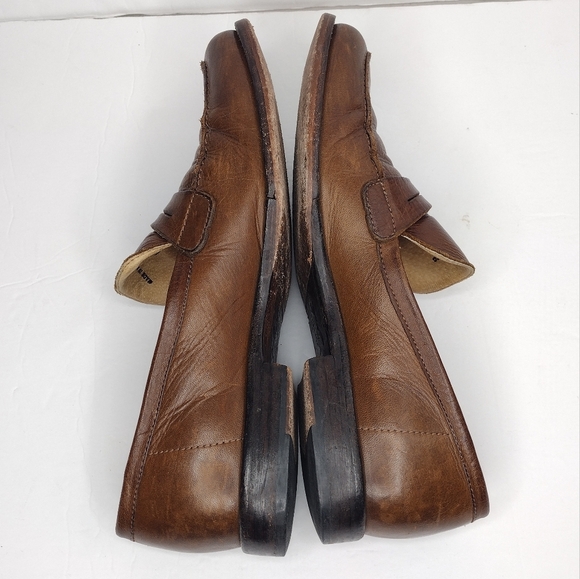 Frye John A. Men's Brown Leather Round Toe Office Slip On Penny Loafers Size 10 - Picture 4 of 16